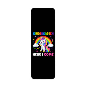 Kindergarten Here I Come Unicorn Back to School Label