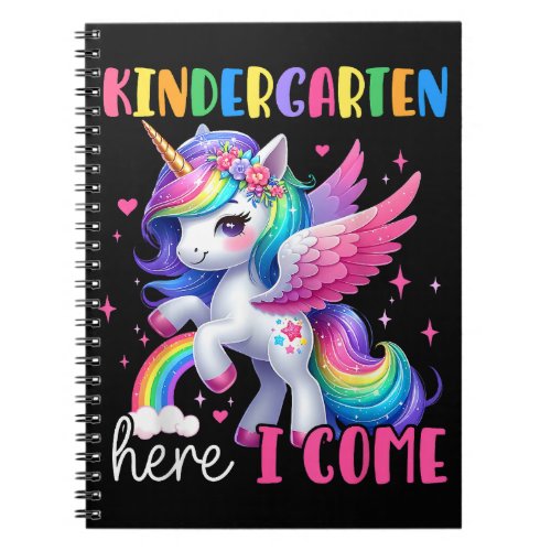 Kindergarten Here I Come Unicorn Back to School Notebook