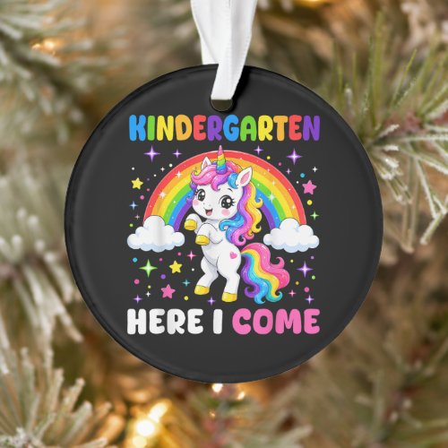 Kindergarten Here I Come Unicorn Back to School Ornament
