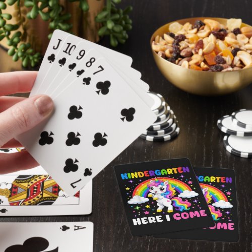 Kindergarten Here I Come Unicorn Back to School Poker Cards