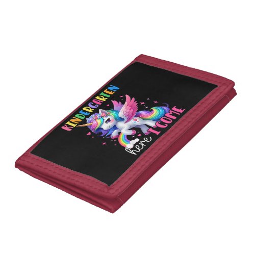 Kindergarten Here I Come Unicorn Back to School Trifold Wallet