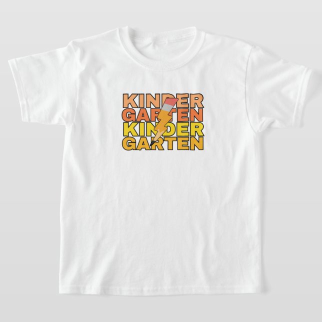 Kindergarten Kids Shirt - Lightning Bolt School  (Laydown)