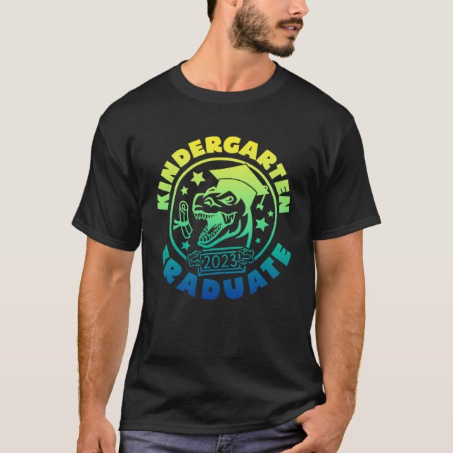 Kindergarten Last Day Of School Graduation Dinosau T-Shirt (Front)