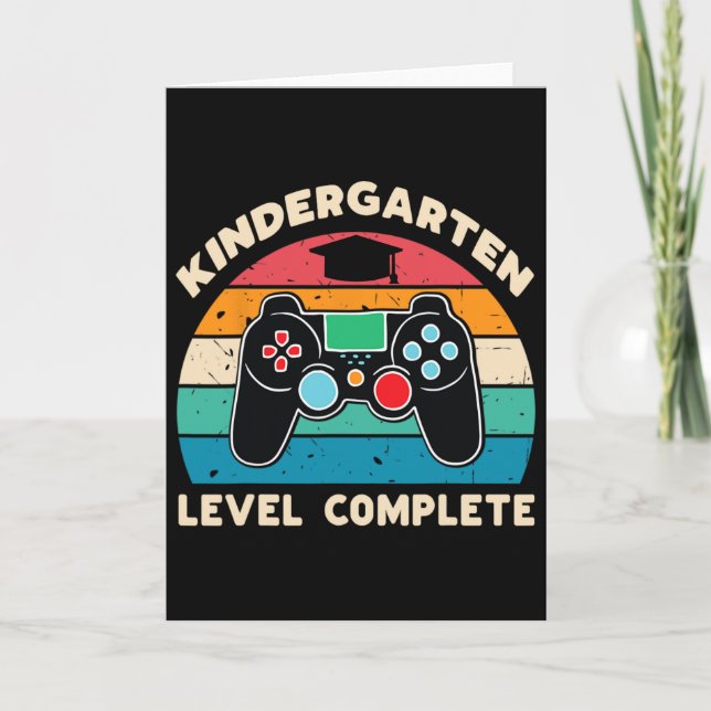 Kindergarten Level Complete Gamer Boy Kinder Gradu Card (Front)