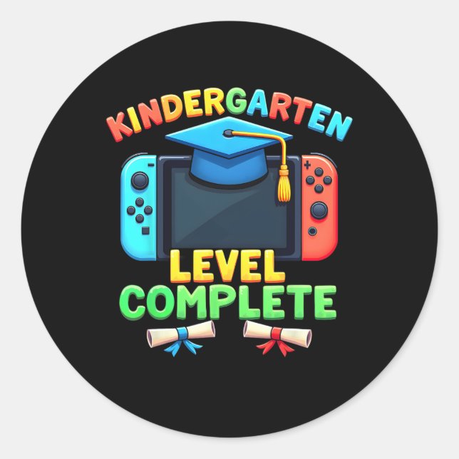 Kindergarten Level Complete Graduation Cl 2025 Gam Classic Round Sticker (Front)