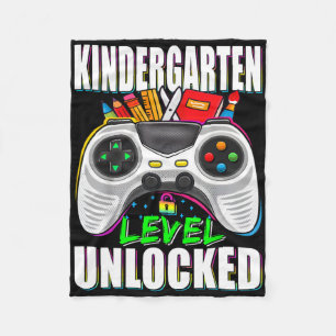 Kindergarten Level Unlocked Gamer First Day Of Sch Fleece Blanket
