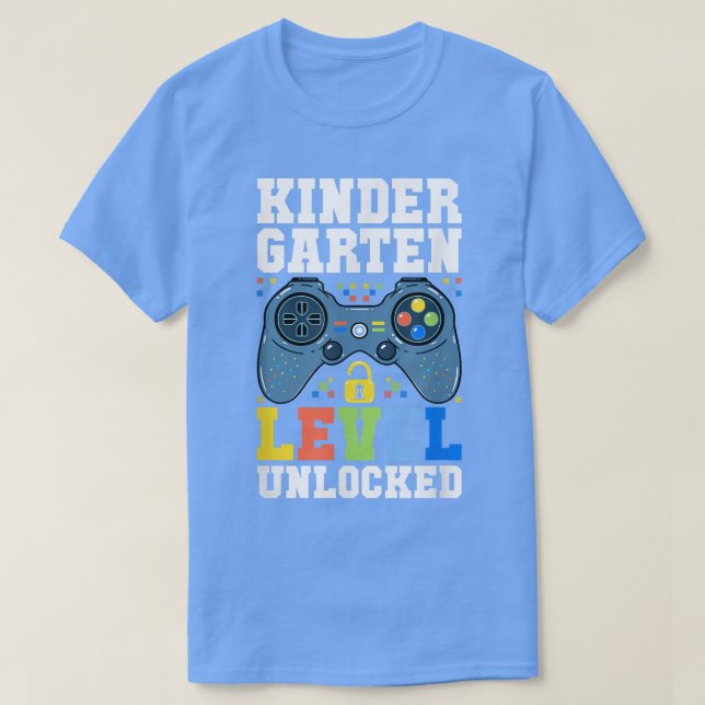 Kindergarten Level Unlocked Gamer First Day Of Sch T-Shirt (Design Front)