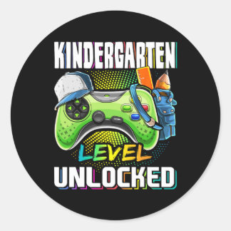 Kindergarten Level Unlocked Video Game Byck To Sch Classic Round Sticker