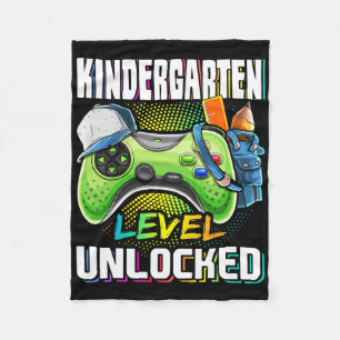 Kindergarten Level Unlocked Video Game Ck To Schoo Fleece Blanket