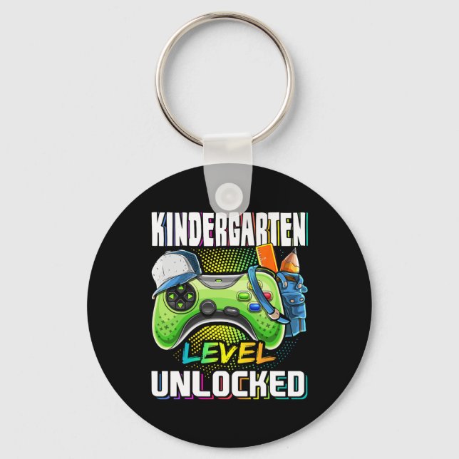 Kindergarten Level Unlocked Video Game Ck To Schoo Keychain (Front)