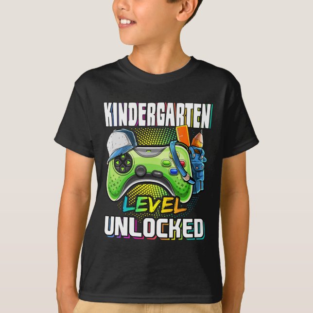 Kindergarten Level Unlocked Video Game Ck To Schoo T-Shirt (Front)