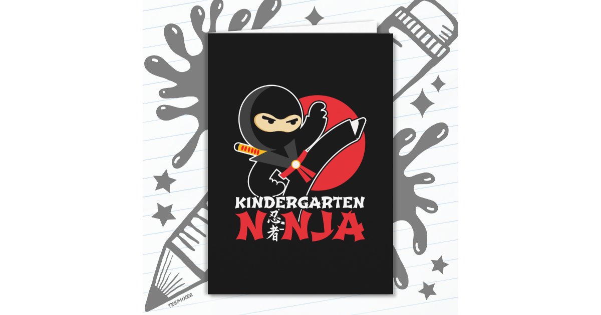 Kindergarten Ninja Kick First Day Back To School Card | Zazzle