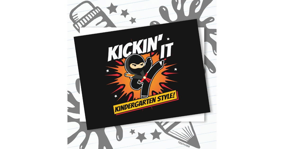 Kindergarten Ninja Kick First Day Back To School Postcard | Zazzle