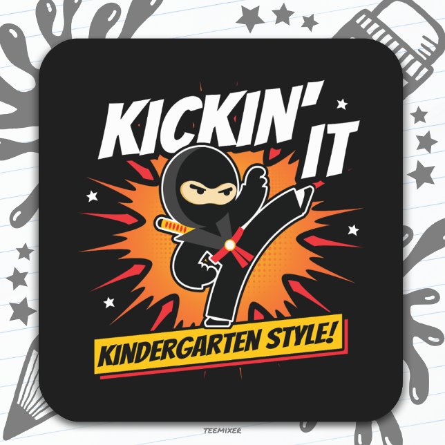 Kindergarten Ninja Kick First Day Back To School Square Sticker (Creator Uploaded)