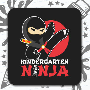 Kindergarten Ninja Kick First Day Back To School Square Sticker