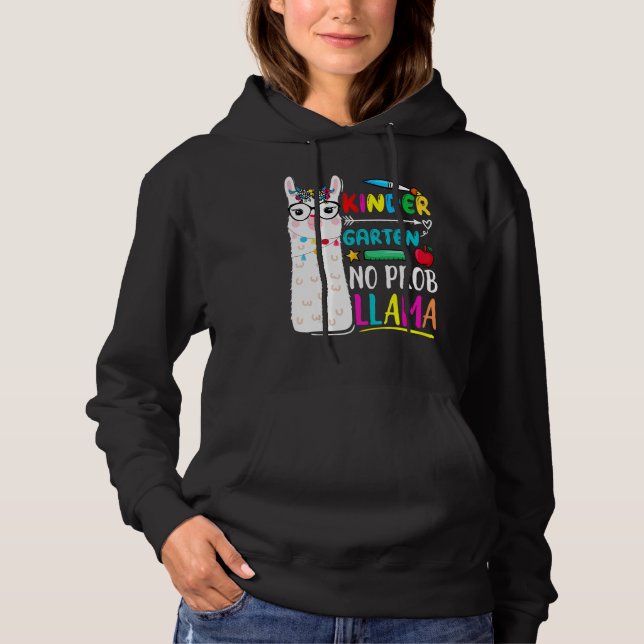 Kindergarten No Prob Llama Teacher Back To School  Hoodie (Front)