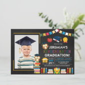 Kindergarten Photo Graduation Chalkboard Invitation (Standing Front)
