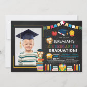 Kindergarten Photo Graduation Chalkboard Invitation (Front)