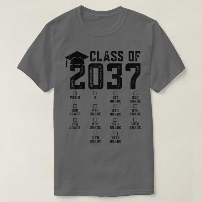 Kindergarten Pre-k Graduation Class Of 2037 Grow W T-Shirt (Design Front)