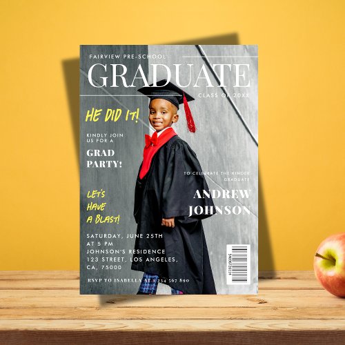 Kindergarten Pre_School Graduation Magazine Cover Invitation