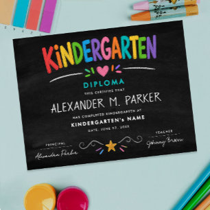 Kindergarten Preschool Cute Colorful Grad Diploma Poster