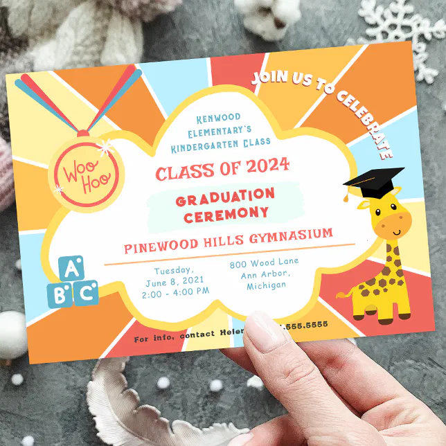 Kindergarten Preschool Graduation Ceremony Invitation | Zazzle