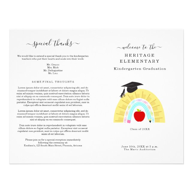 Kindergarten Preschool Graduation Program (1 col.) Flyer (Front)