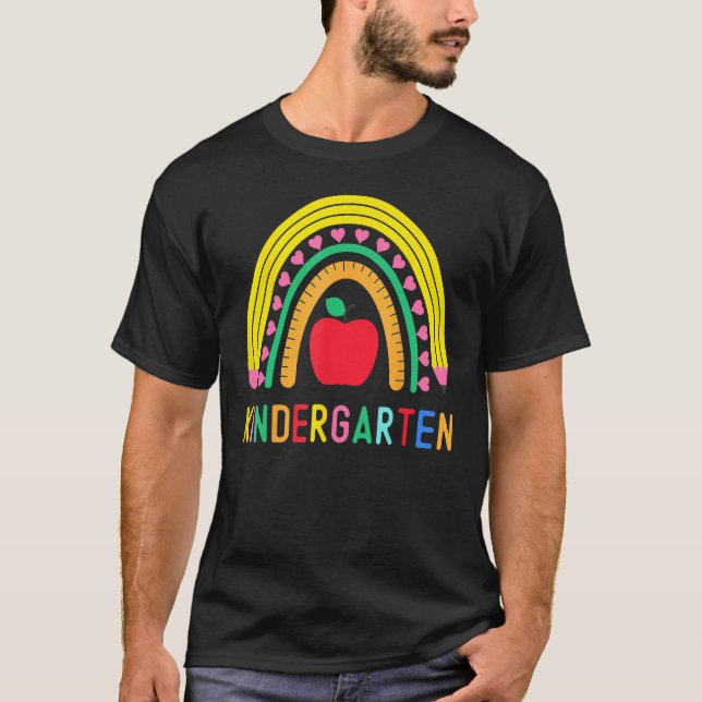 Kindergarten Rainbow Girl Boy Teacher Kids Team Ki T-Shirt (Front)
