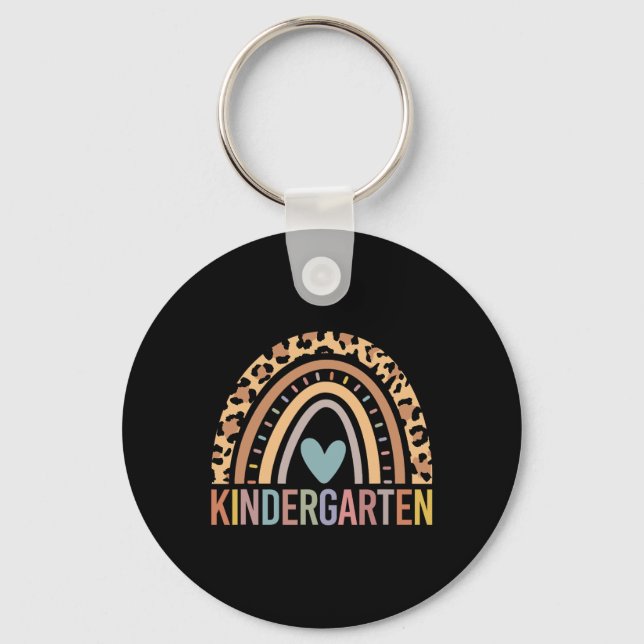 Kindergarten Rainbow Girls Boys Teacher Team Kinde Keychain (Front)