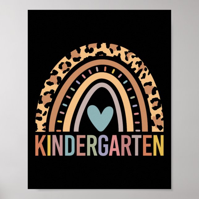 Kindergarten Rainbow Girls Boys Teacher Team Kinde Poster (Front)