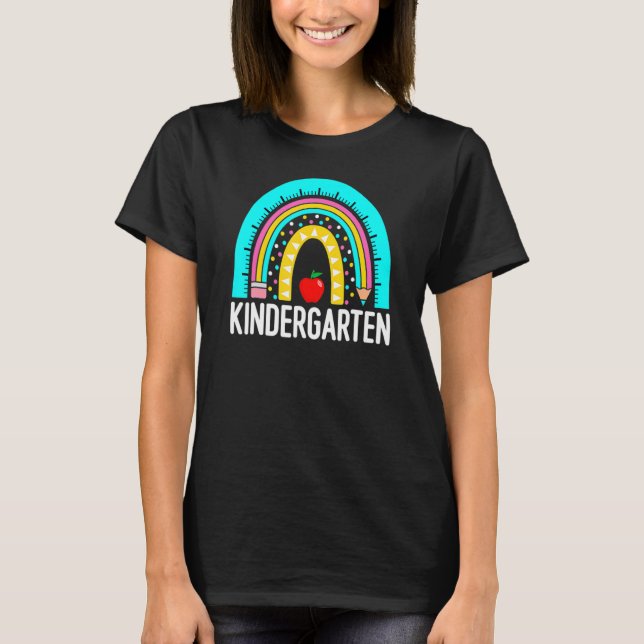 Kindergarten Rainbow Teacher Team Kindergarten Cre T-Shirt (Front)
