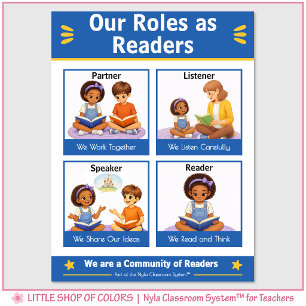 Kindergarten Reading Roles Teacher Anchor Chart