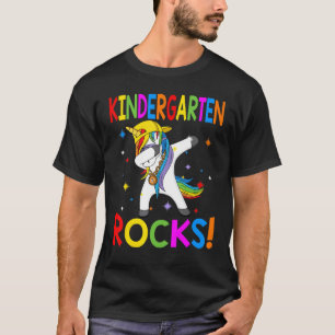 Kindergarten Rocks Dabbing Unicorn Back To School T-Shirt