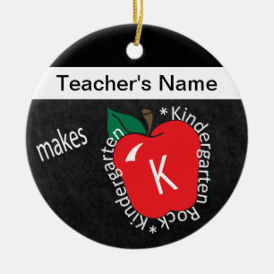 Kindergarten Rocks School Teacher Chalkboard Ceramic Ornament