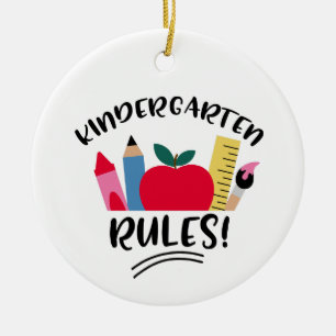Kindergarten Rules Ceramic Ornament