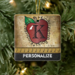Kindergarten School Teachers Rock Ceramic Ornament<br><div class="desc">🥇AN ORIGINAL COPYRIGHT ART DESIGN by Donna Siegrist ONLY AVAILABLE ON ZAZZLE! A Vintage Styled Kindergarten School Teacher Christmas Ornament ready for you to personalize. ✔NOTE: ONLY CHANGE THE TEMPLATE AREAS NEEDED! 😀 If needed, you can remove some of the text and start fresh adding whatever text and font you...</div>