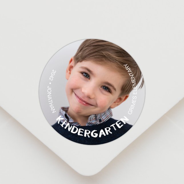 Kindergarten School Year Keepsake Photo Classic Round Sticker (Creator Uploaded)