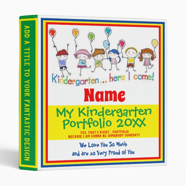 Kindergarten Scrapbook Album 3 Ring Binder (Front/Spine)