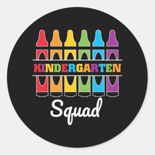 Kindergarten Squad Back To School Classic Round Sticker