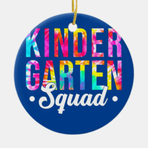 Kindergarten Squad Tie Dye Team Kindergarten Ceramic Ornament