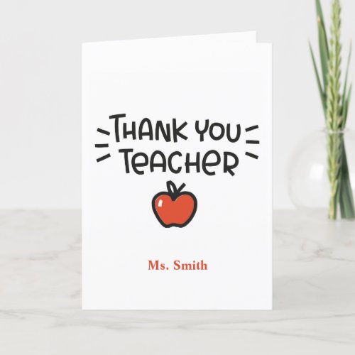 Kindergarten Teacher Appreciation Card with Apple