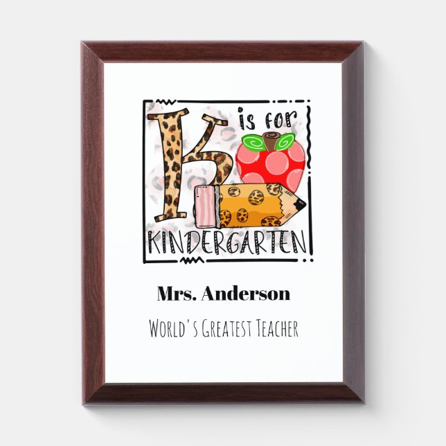 Kindergarten Teacher Award Plaque (Vertical)