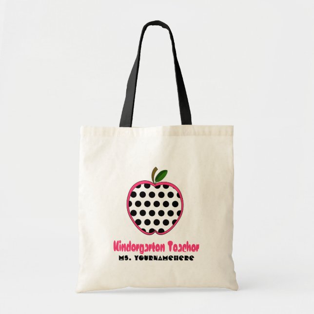 Kindergarten Teacher Bag - Polka Dot Apple (Front)
