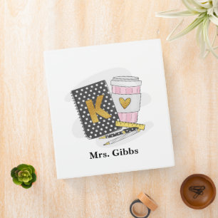 Kindergarten Teacher Black Notebook Coffee Custom 3 Ring Binder