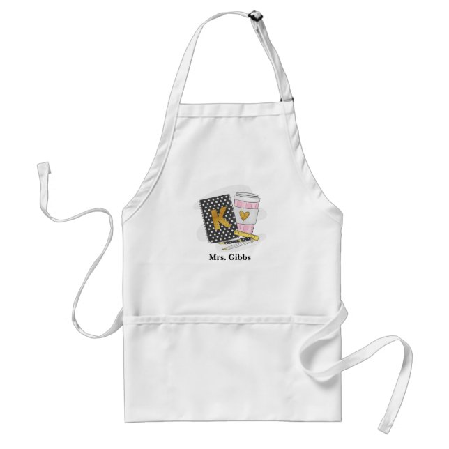 Kindergarten Teacher Coffee Notebook Custom Adult Apron (Front)