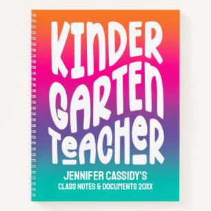 Kindergarten Teacher Colorful Ombre Notebook