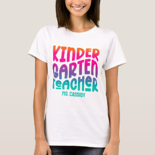 Kindergarten Teacher Colorful Ombre Text T-Shirt