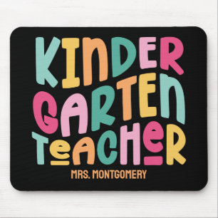 Kindergarten Teacher Colorful Text Mouse Pad