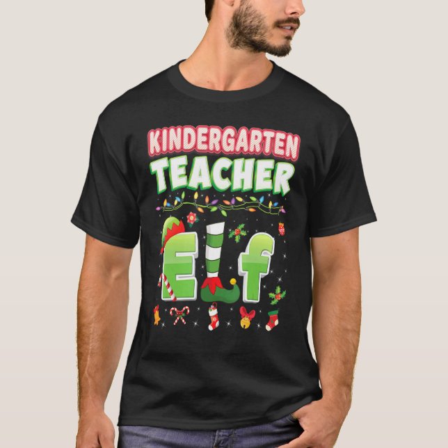 Kindergarten Teacher Elf Christmas Light Sweater U (Front)