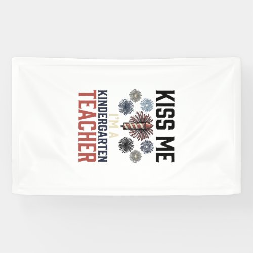 Kindergarten Teacher Fireworks Vintage Shirt Desig Banner
